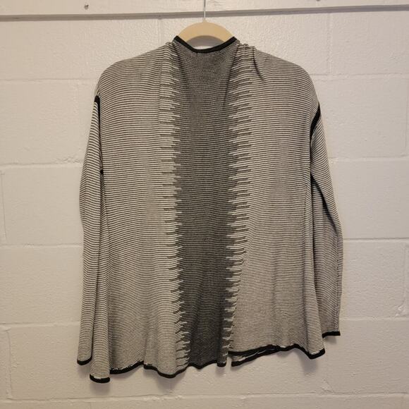 Belldini Cardigan Sweater Black White Pin Stripe Long Sleeve Open Front XL 363 - Picture 2 of 13